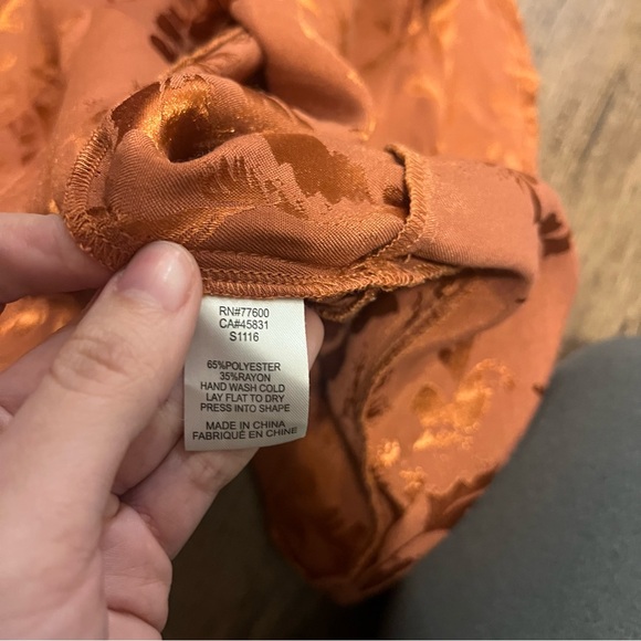 Saltwater LUXE Anthropologie Burnt Orange Satin Midi Dress - Picture 4 of 5